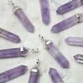 Amethyst Double Terminating Point 925 Silver Pendant - 35mm