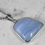 Blue Lace Agate & Silver Pendant ~22mm