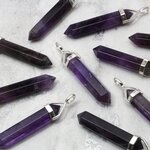 Dark Amethyst Double Terminating Point 925 Silver Pendant - 35mm