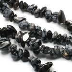 Snowflake Obsidian Gemstone Chip Necklace ~ 35"