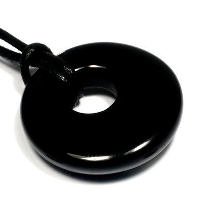Black Obsidian Donut Necklace 'Safety'
