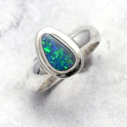 Opal & Silver Ring ~ 7.5 US Ring Size , P UK Ring Size