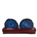 Agate Lovers Pair In Wooden Base - Blue ~8.2 x 18cm