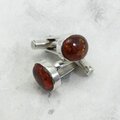 Amber 925 Antique Silver Cufflinks ~13mm