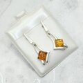 Amber 925 Silver Drop Earrings ~30mm