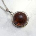 Amber & Silver Round Pendant ~ 20mm