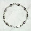 Amethyst & 925 Antique Sterling Silver Marquise Bracelet (Length 210mm)