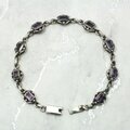 Amethyst & 925 Antique Sterling Silver Rectangle Bracelet (Length 210mm)