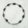 Amethyst & 925 Sterling Silver Marquise Bracelet (Length 195mm)