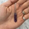 Amethyst & Silver Double Terminated Point Pendant ~32mm