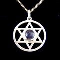 Amethyst & Silver Hexagram - 25mm