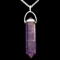 Amethyst & Silver Polished Double Terminated Point Pendant - 35mm