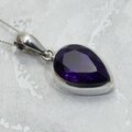 Amethyst Faceted 925 Silver Teardrop Pendant  ~19mm