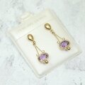 Amethyst Ornate 9ct Gold Drop Earrings ~28mm