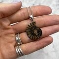 Ammonite Fossil 925 Silver Pendant ~25-28mm