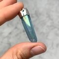 Aqua Aura Quartz Point Healing Crystal 925 Silver Pendant ~39mm