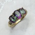 Mystic Topaz & Diamond 9ct Gold Ring~7.25 US / O 1/2 UK