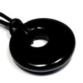 Black Obsidian Donut Necklace 'Safety'