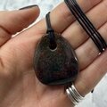Bloodstone Pendant & Wax Cotton Cord ~40 x 32mm
