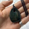Bloodstone Pendant & Wax Cotton Cord ~43 x 33mm