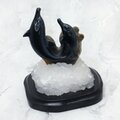 Blue Tiger Eye Carved Dolphin On Base ~93 x 93mm