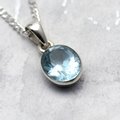 Blue Topaz & Silver Pendant - Faceted Oval 13mm