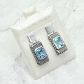 Blue Topaz Art Deco 925 Silver Drop Earrings ~23mm