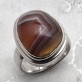 Botswana Agate & Silver Ring ~7.75 US / P -0.5 UK