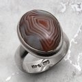 Botswana Agate & Silver Ring ~8.25 US / Q UK