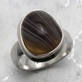 Botswana Agate & Silver Ring ~8.5 US / R UK