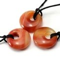 Carnelian Agogo Donut Necklace & Velvet Pouch