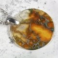 Carnelian and Moss Agate Silver Pendant ~29mm
