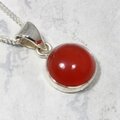 Carnelian Circle 925 Silver Pendant ~12mm