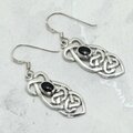 Celtic Onyx 925 Silver Drop Earrings ~27mm