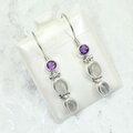 Chalcedony & Faceted Amethyst 925 Silver Drop Earrings ~27mm