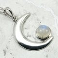 Crescent Moon With Moonstone 925 Silver Pendant ~30mm