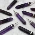 Dark Amethyst Double Terminating Point 925 Silver Pendant - 35mm
