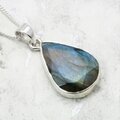 Faceted Labradorite Teardrop 925 Silver Pendant ~24mm