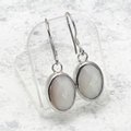 Faceted White Onyx & Silver Earrings ~16mm