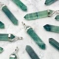 Fluorite Double Terminating Point 925 Silver Pendant - 35mm