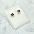 Garnet 925 Silver Faceted Stud Earrings ~7mm