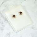 Garnet 9ct Gold Stud Earrings  ~8mm