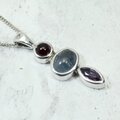 Garnet & Amethyst 925 Silver Pendant ~33mm