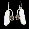Garnet & Mother of Pearl Silver Earrings - Loop style 30mm