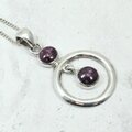 Garnet Circle 925 Silver Pendant ~30mm
