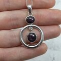 Garnet Circle 925 Silver Pendant ~53mm