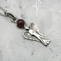 Guardian Angel Silver Pendant with Garnet Stone (Small)