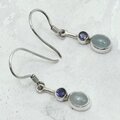 Iolite & Chalcedony 925 Silver Drop Earrings ~23mm