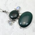 Jade & Moonstone 925 Silver Pendant ~60mm