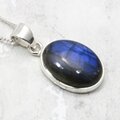 Labradorite Oval 925 Silver Pendant ~19mm